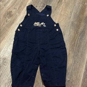Navy Baby Overalls with Tractor Embroidery